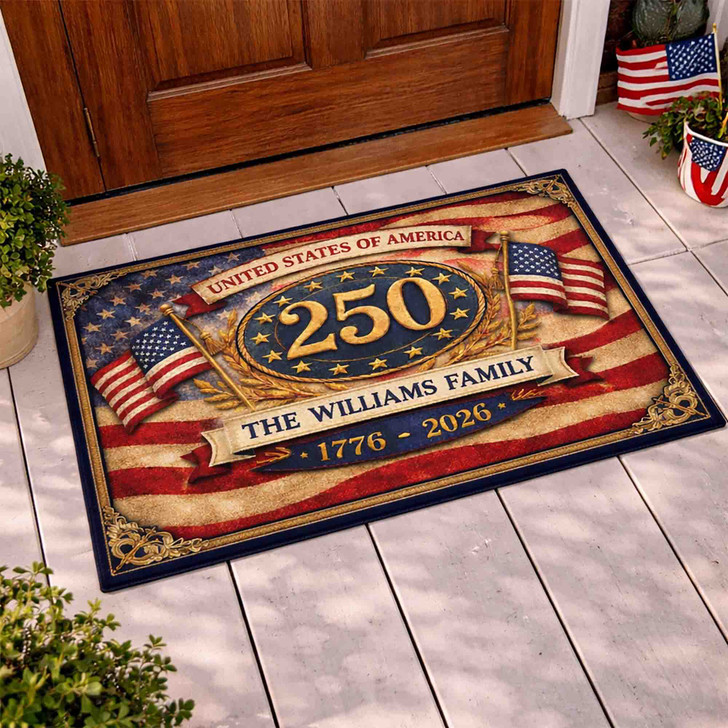 America 250th Anniversary Custom Name Doormat Patriotic 1776-2026 Welcome Mat