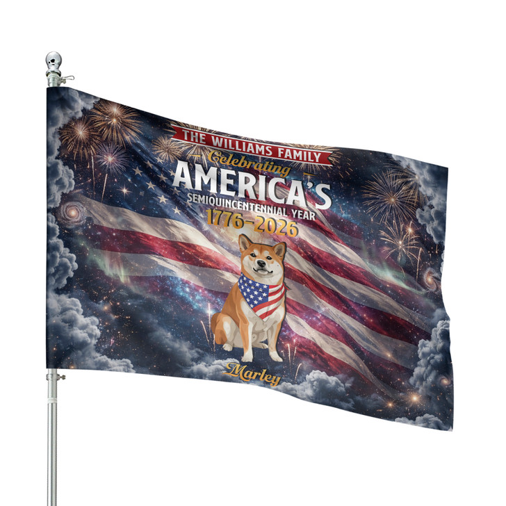 Custom Pets Photo Celebrating 250 Years US Freedom House Flag