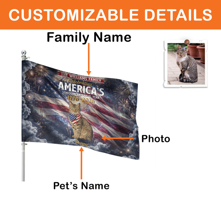 Custom Pets Photo Celebrating 250 Years US Freedom House Flag