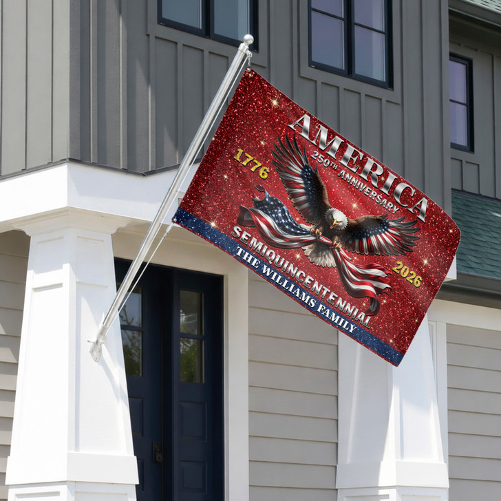 Customized Family Name America 250th Anniversary Semiquincentennial House Flag
