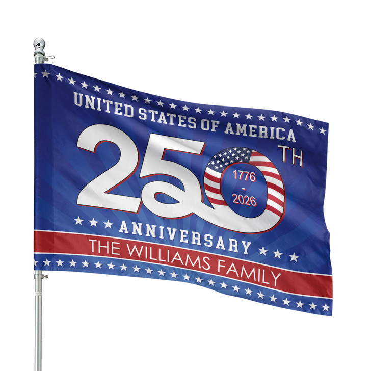 Customized Family Name United States of America 250th Anniversary House Flag