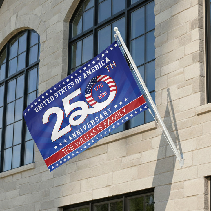 Customized Family Name United States of America 250th Anniversary House Flag