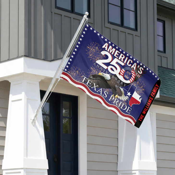 Customized Family Name and State America 250th Anniversary Pride House Flag