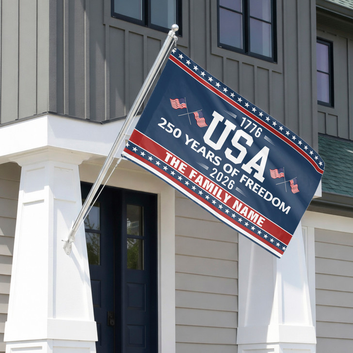 Customized Family Name USA 250 Years of Freedom House Flag