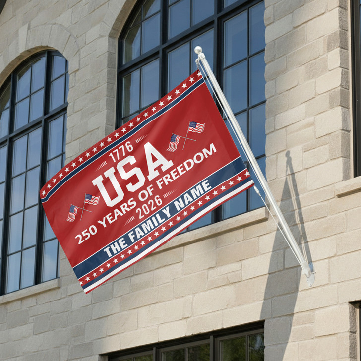 Customized Family Name USA 250 Years of Freedom House Flag