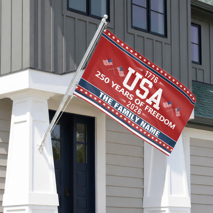 Customized Family Name USA 250 Years of Freedom House Flag