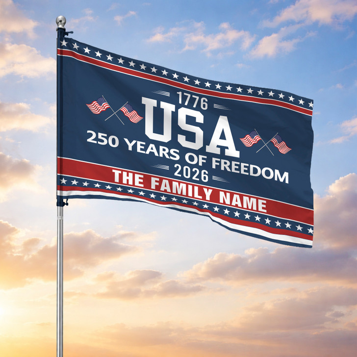 Customized Family Name USA 250 Years of Freedom House Flag
