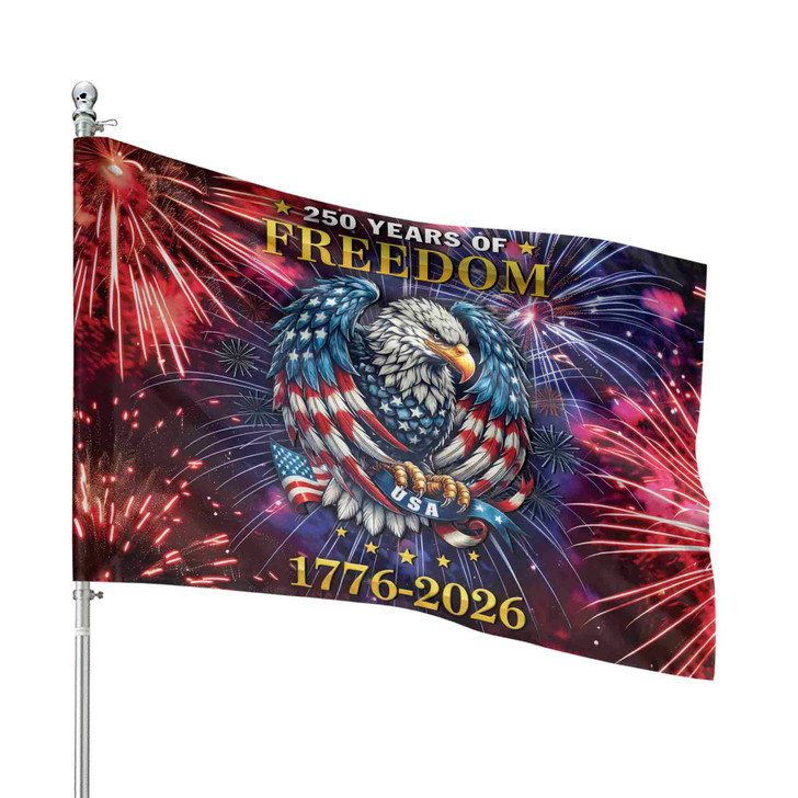 Customized Family Name 250 Years of Freedom American Eagle House Flag