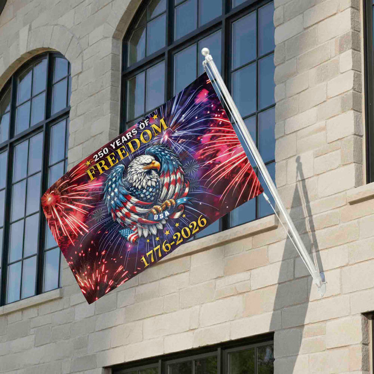 Customized Family Name 250 Years of Freedom American Eagle House Flag
