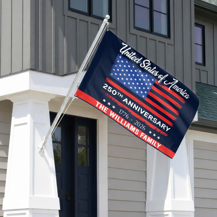 Customized Family Name America 250th Anniversary Freedom House Flag