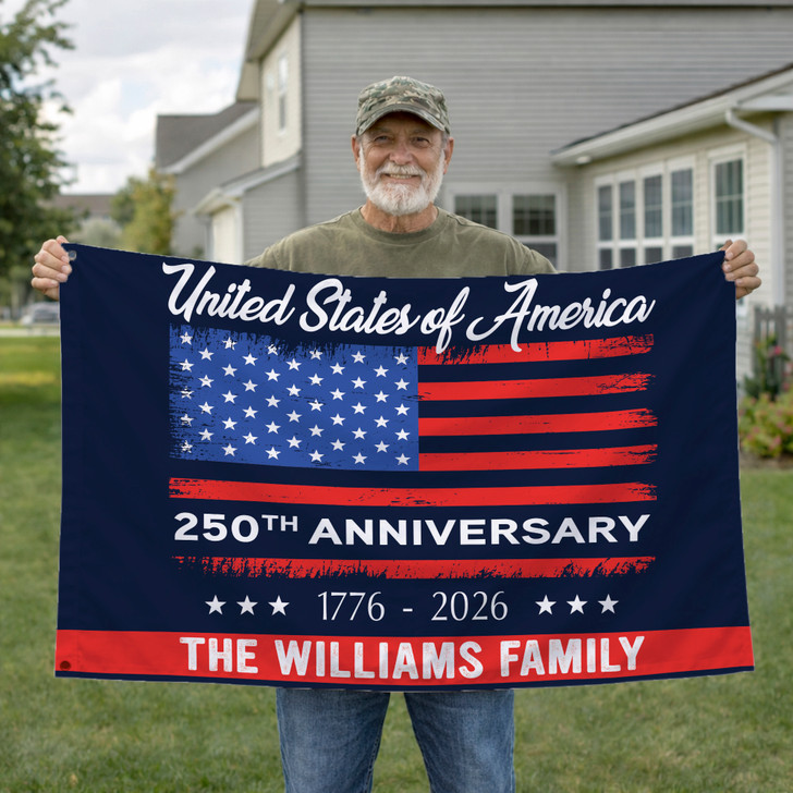 Customized Family Name America 250th Anniversary Freedom House Flag