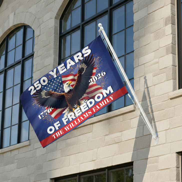 Customized Family Name 250 Years of Freedom American Celebration Fireworks House Flag