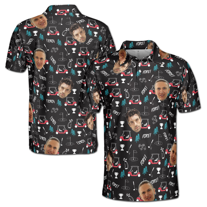 Customized Funny Pattern Options For Golf Player Custom With Face Men's Polo Shirt S-5XL