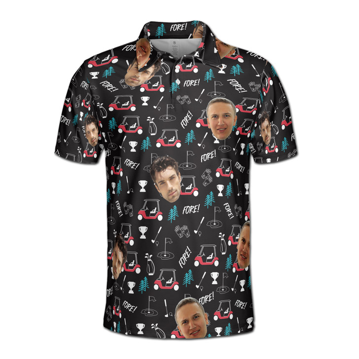 Customized Funny Pattern Options For Golf Player Custom With Face Men's Polo Shirt S-5XL