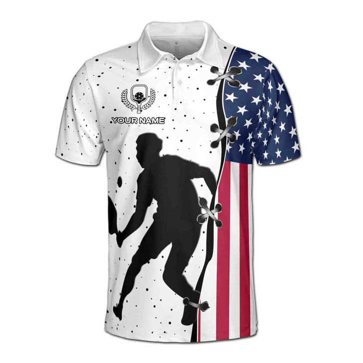 Customized Patriotic Pickleball Player With Small Dots Men's Polo Shirt S-5XL