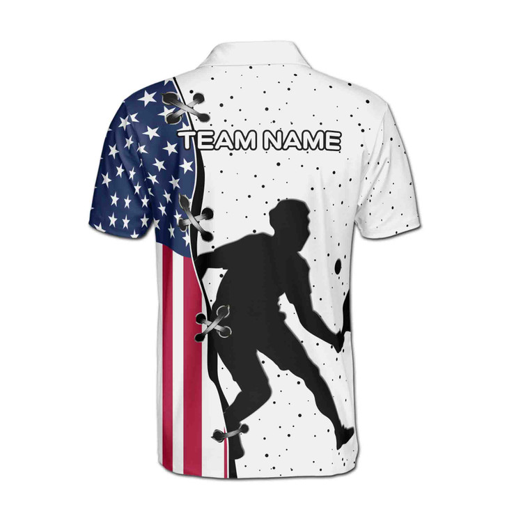 Customized Patriotic Pickleball Player With Small Dots Men's Polo Shirt S-5XL