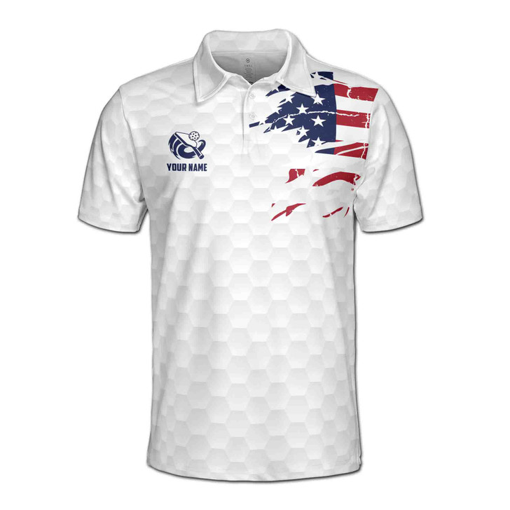 Customized USA Flag Pattern Pickleball Lover Patriotic Men's Polo Shirt S-5XL