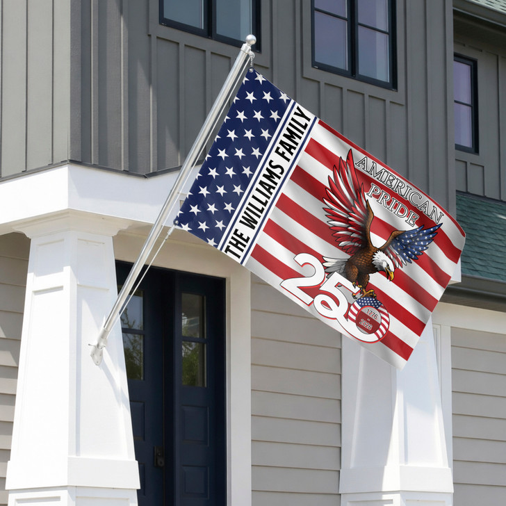 Personalized Family Name American Pride 250th Anniversary Classic Stripes House Flag