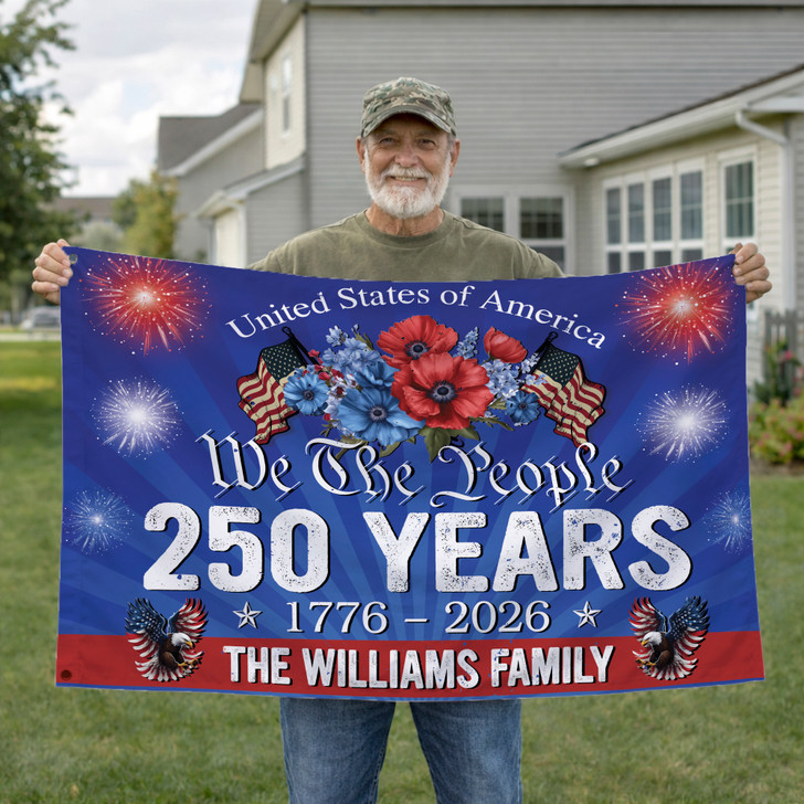 Customized Family Name We The People 250 Years Celebration House Flag
