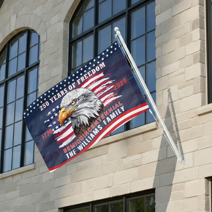 Customized Family Name America Semiquincentennial 250 Years of Freedom House Flag