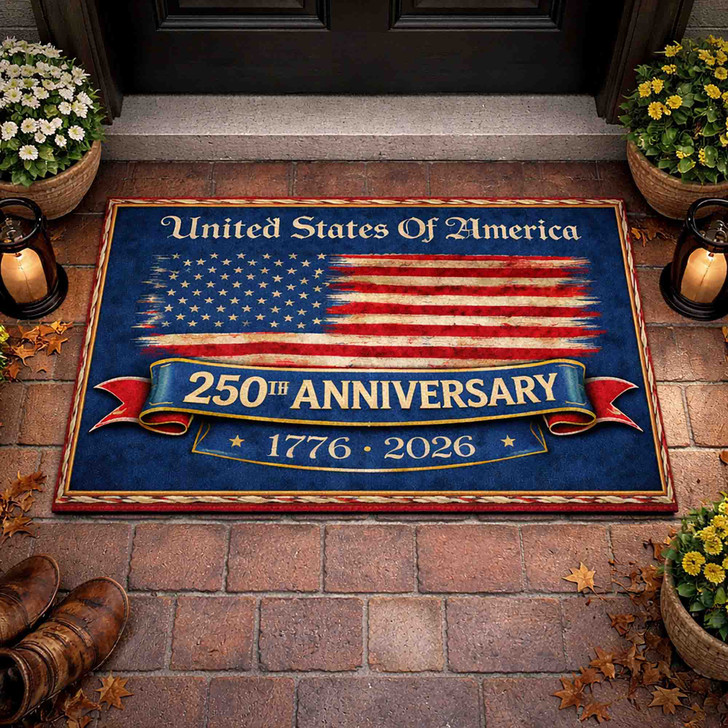 America 250th Anniversary Custom Name Doormat Patriotic USA Flag 1776-2026 Rug
