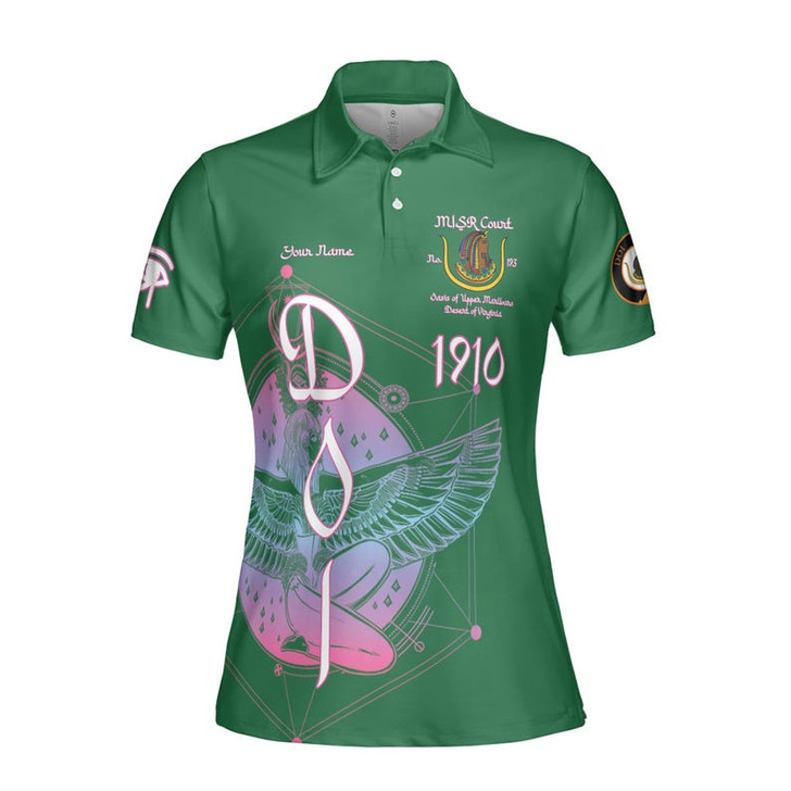 Personalized Court Name DOI Daughters Of Isis Purple Lady Shriners AEAONMS Women's Polo Shirt Size S-5XL