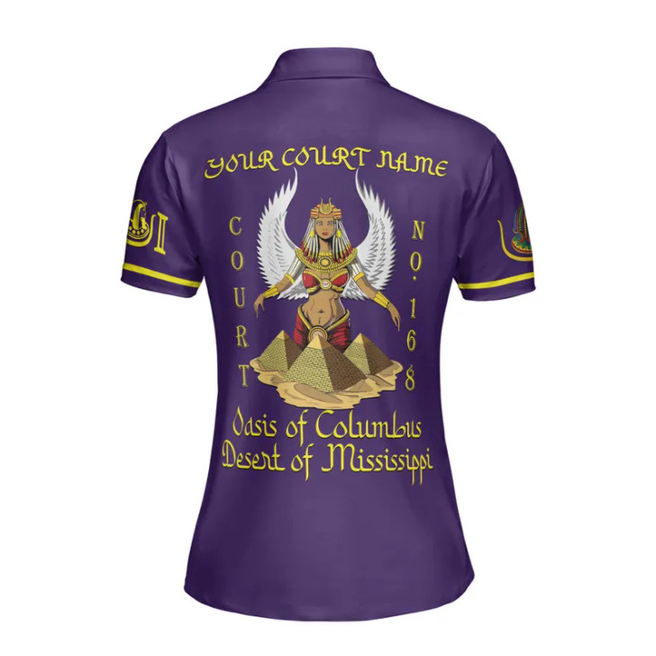 Custom Name DOI Daughters Of Isis PYRAMID QUEEN Shriners Aeaonms Women's Polo Shirt Size S-5XL