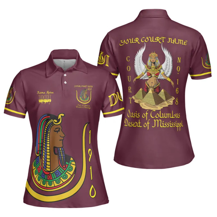 Custom Name DOI Daughters Of Isis PYRAMID QUEEN Shriners Aeaonms Women's Polo Shirt Size S-5XL
