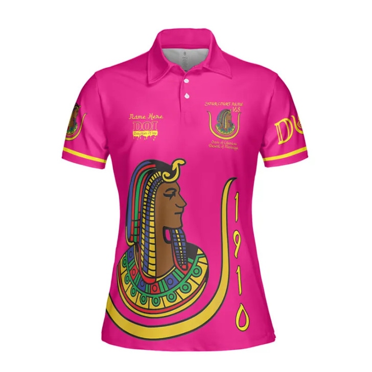 Custom Name DOI Daughters Of Isis PYRAMID QUEEN Shriners Aeaonms Women's Polo Shirt Size S-5XL