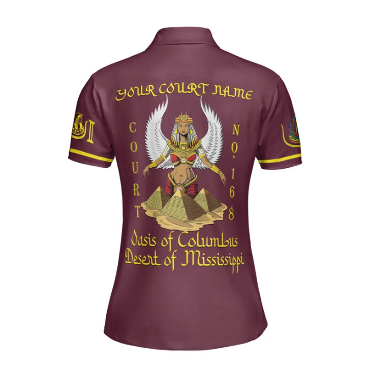 Custom Name DOI Daughters Of Isis PYRAMID QUEEN Shriners Aeaonms Women's Polo Shirt Size S-5XL