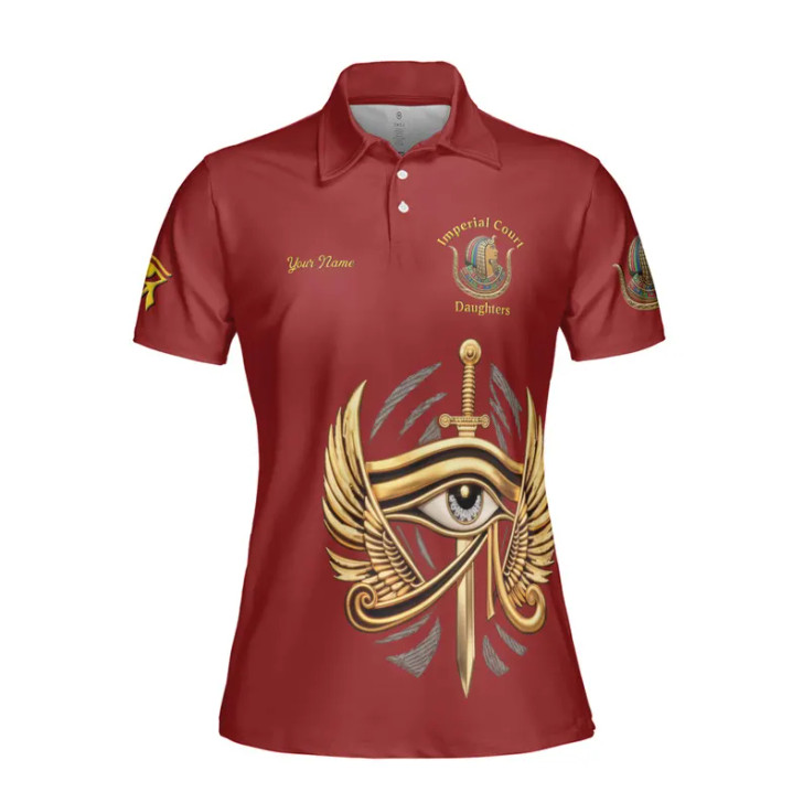 Personalized Court Name DOI Queen of Eternity Shriners AEAONMS 3D Women Polo Shirt Size S-5XL