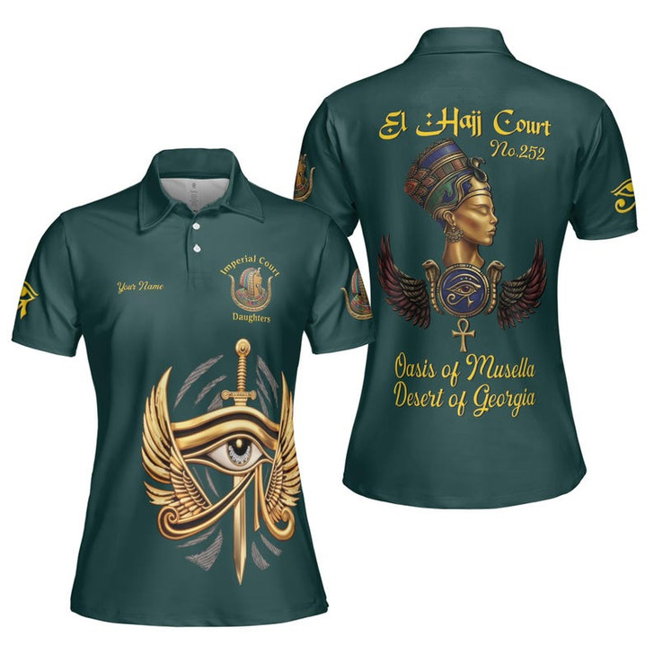 Personalized Court Name DOI Queen of Eternity Shriners AEAONMS 3D Women Polo Shirt Size S-5XL