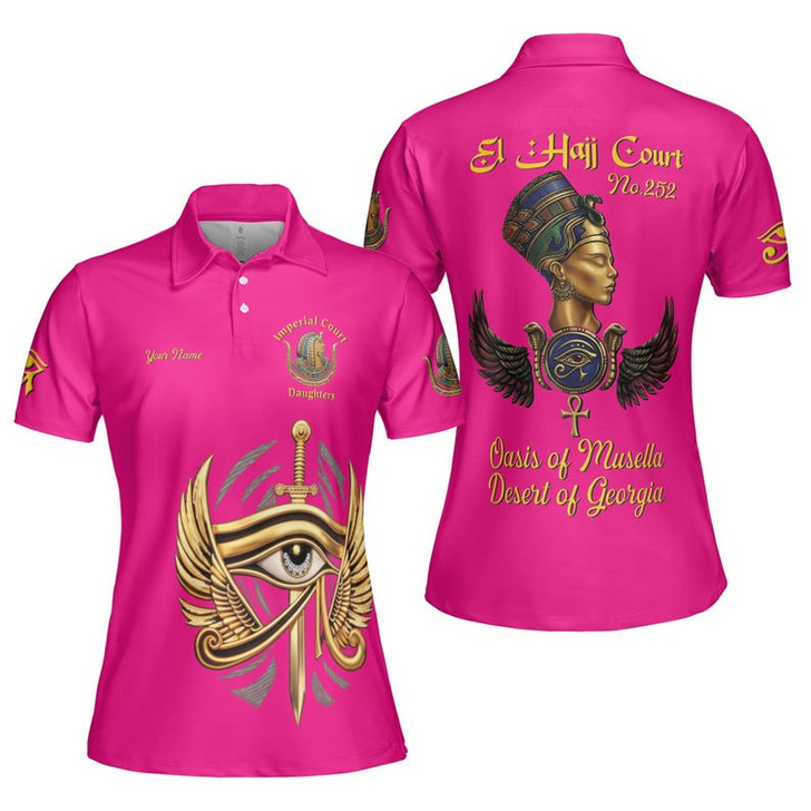 Personalized Court Name DOI Queen of Eternity Shriners AEAONMS 3D Women Polo Shirt Size S-5XL