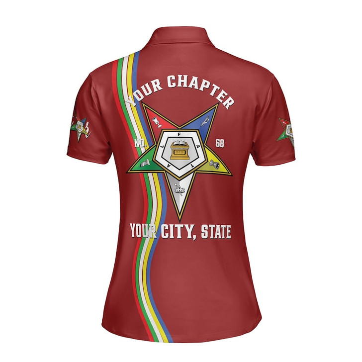 Custom Chapter Name OES Order of the Eastern Star Sistar Freemasonry Women's Polo Shirt Size S-5XL