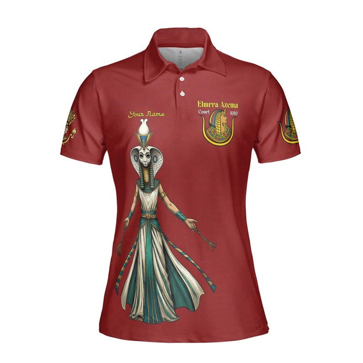 Personalized Court Name DOI Egyptian Ancient Goddess Crown of Eternity 3D Women Polo Shirt Size S-5XL