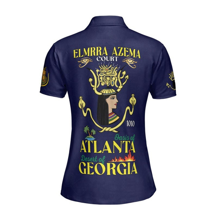 Personalized Court Name DOI Egyptian Ancient Goddess Crown of Eternity 3D Women Polo Shirt Size S-5XL