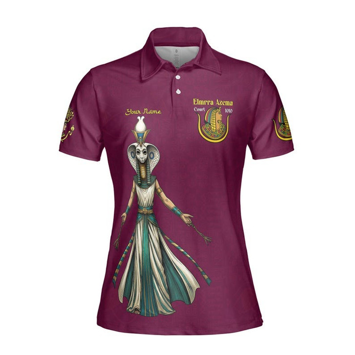 Personalized Court Name DOI Egyptian Ancient Goddess Crown of Eternity 3D Women Polo Shirt Size S-5XL