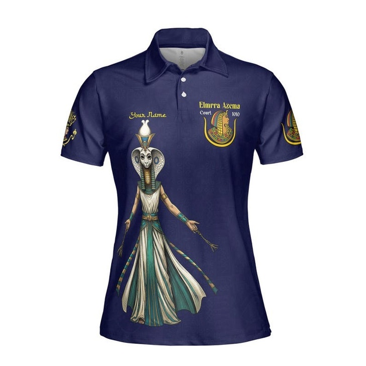 Personalized Court Name DOI Egyptian Ancient Goddess Crown of Eternity 3D Women Polo Shirt Size S-5XL