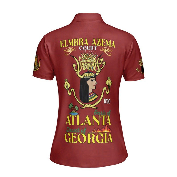Personalized Court Name DOI Egyptian Ancient Goddess Crown of Eternity 3D Women Polo Shirt Size S-5XL
