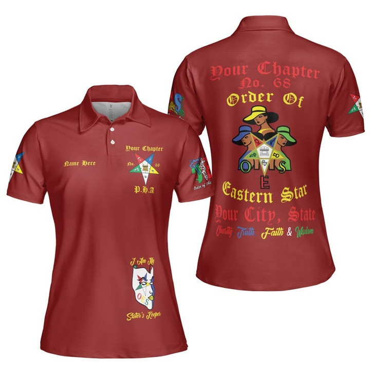 Custom Chapter Name OES Order of the Eastern Star Masonic My Sisters Keeper 3D Women Polo Shirt Size S-5XL