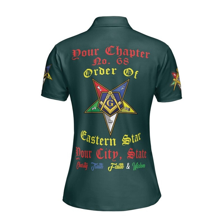 Custom Chapter Name OES Order of the Eastern Star Masonic The light connection 3D Women Polo Shirt Size S-5XL