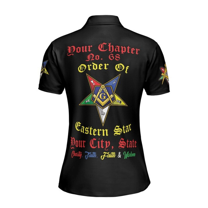 Custom Chapter Name OES Order of the Eastern Star Masonic The light connection 3D Women Polo Shirt Size S-5XL