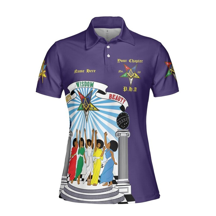 Custom Chapter Name OES Order of the Eastern Star Masonic The light connection 3D Women Polo Shirt Size S-5XL