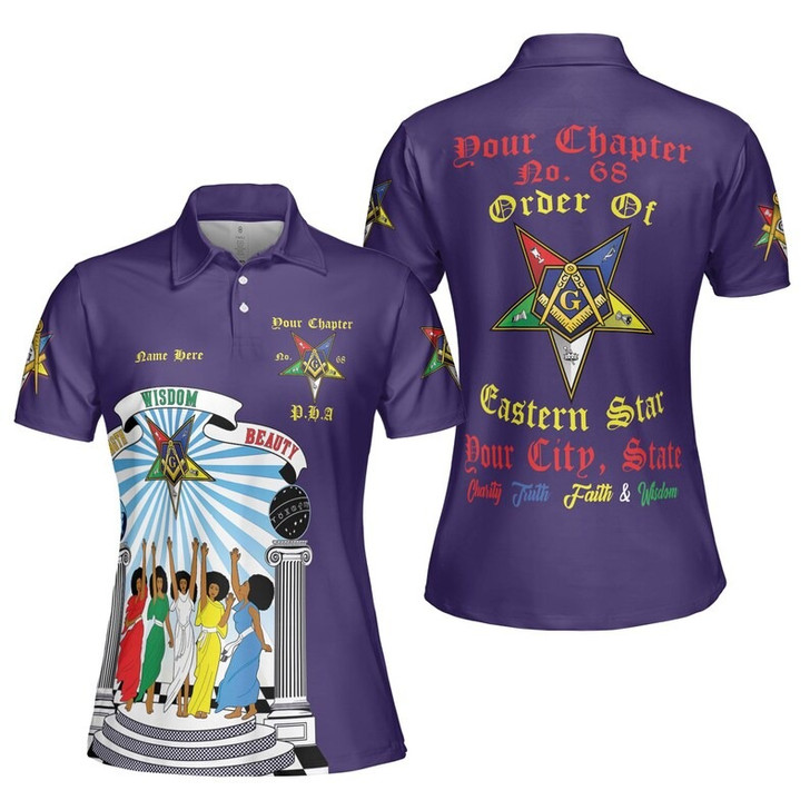 Custom Chapter Name OES Order of the Eastern Star Masonic The light connection 3D Women Polo Shirt Size S-5XL