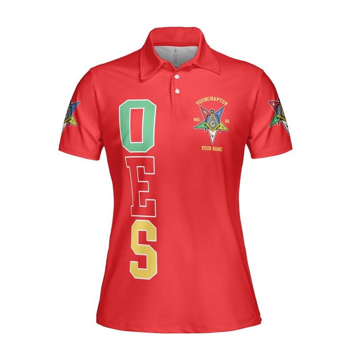 Custom Name Order of the Eastern Star Masonic Lodge OES 3D Women Polo Shirt Size S-5XL