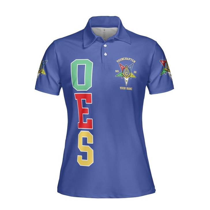 Custom Name Order of the Eastern Star Masonic Lodge OES 3D Women Polo Shirt Size S-5XL