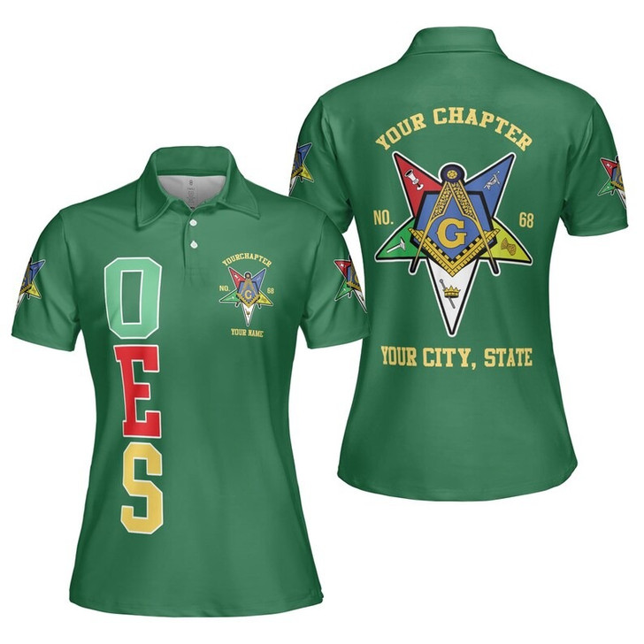 Custom Name Order of the Eastern Star Masonic Lodge OES 3D Women Polo Shirt Size S-5XL