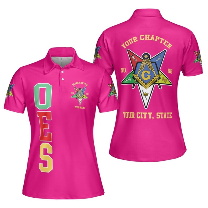 Custom Name Order of the Eastern Star Masonic Lodge OES 3D Women Polo Shirt Size S-5XL