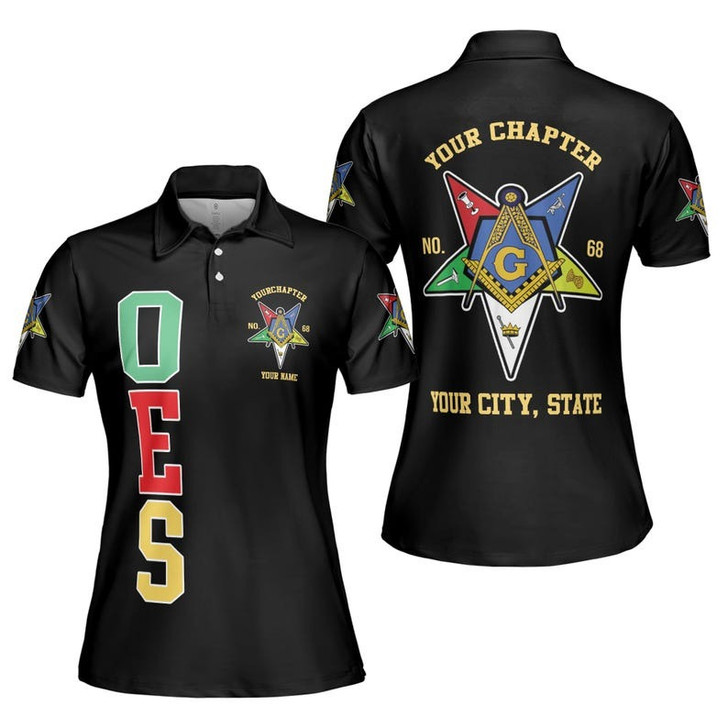Custom Name Order of the Eastern Star Masonic Lodge OES 3D Women Polo Shirt Size S-5XL