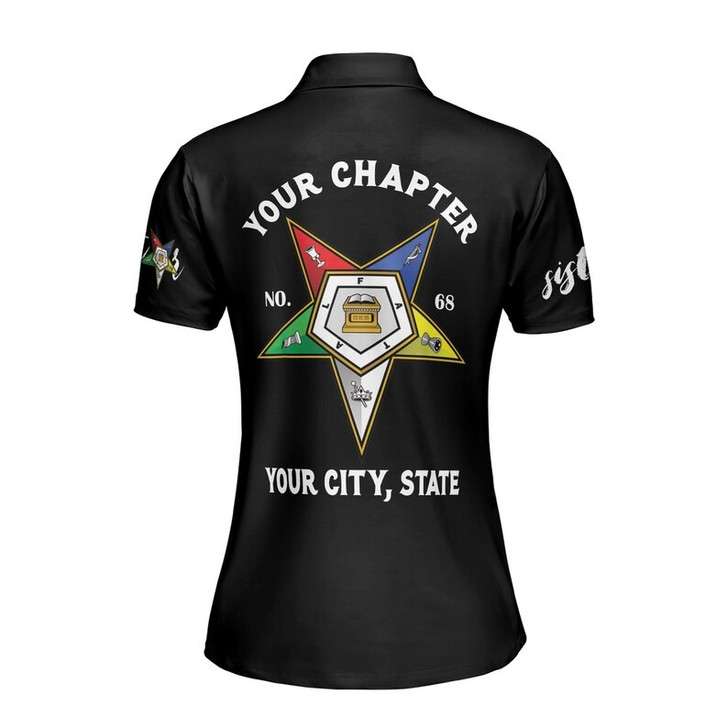 Custom Name OES Order of the Eastern Star Sistar Freemasonry Women's Polo Shirt Size S-5XL